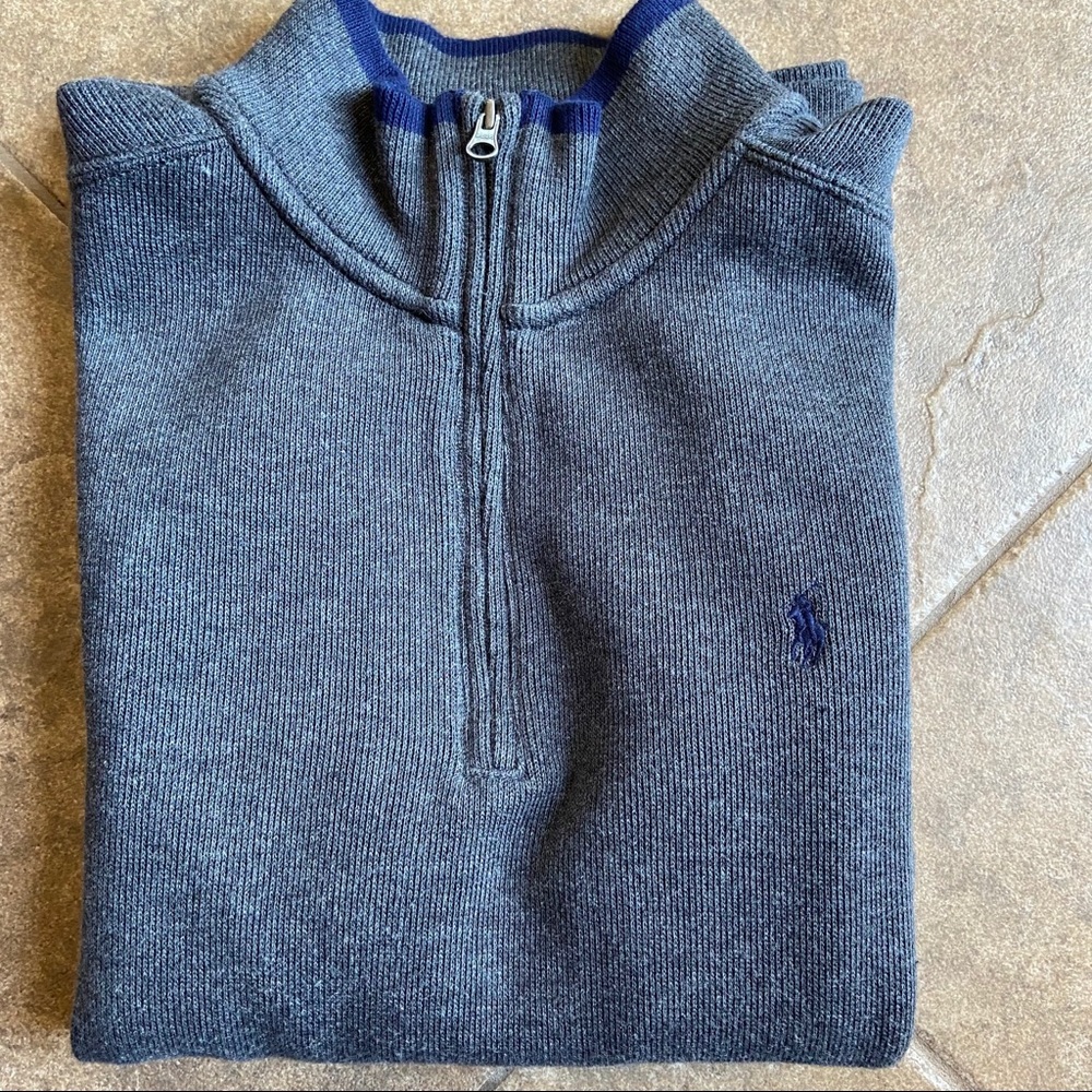 Very Good Polo Ralph Lauren Gray Half Zip Sweater